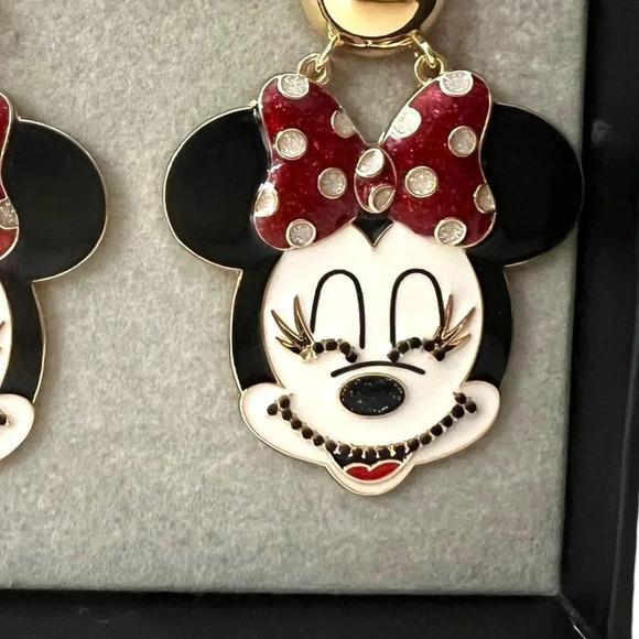 Disney Minnie Mouse x Baublebar Earrings With Crystal Accents Gold Tone Hardware - Picture 4 of 4